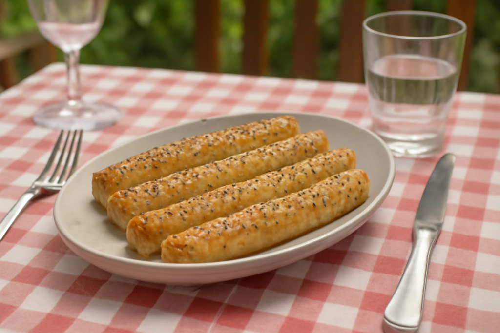 Börek mit Sesam auf einem Teller